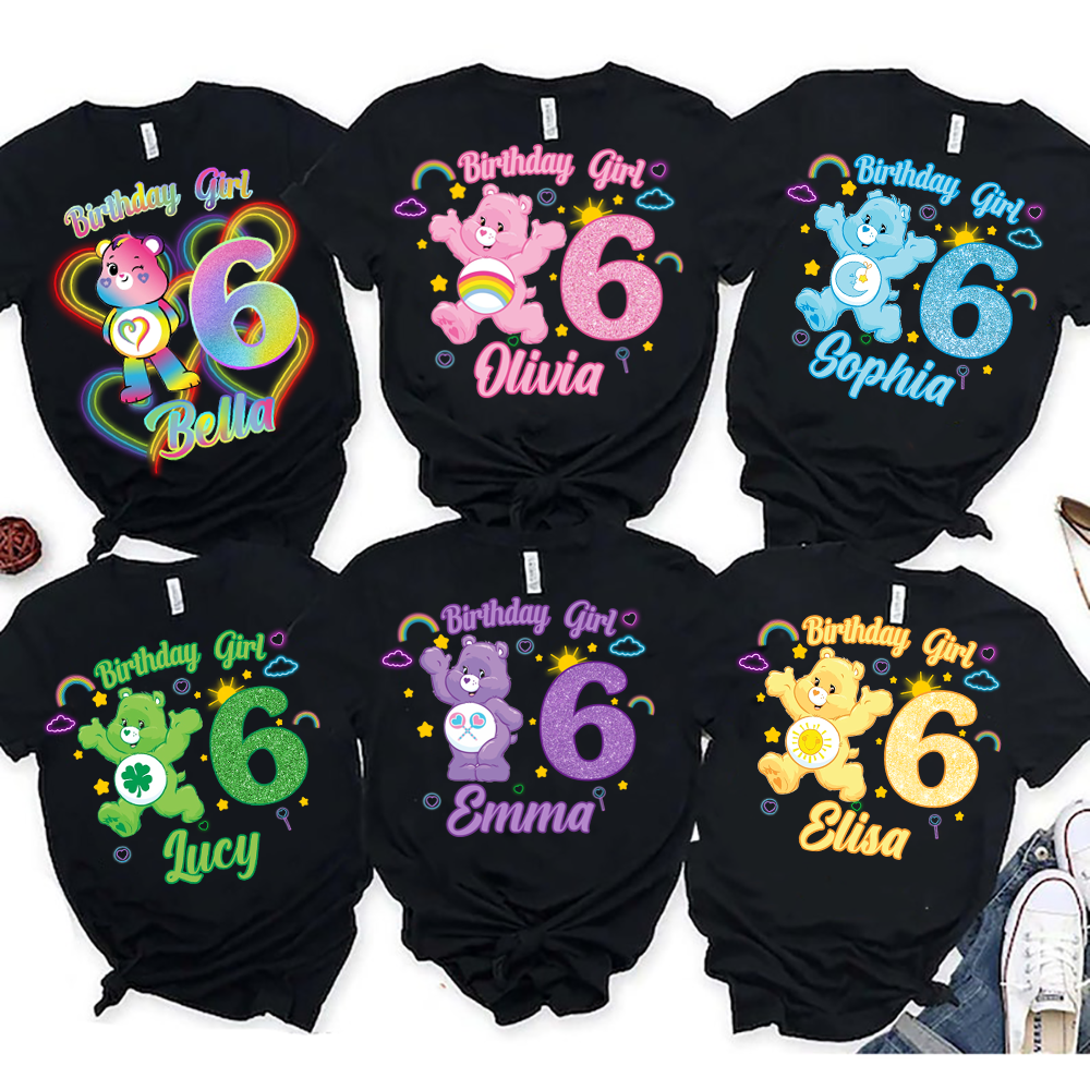 Custom Care Bears Birthday Shirt, Custom Matching Family Birthday Shirt Set, Personalized Birthday Gifts