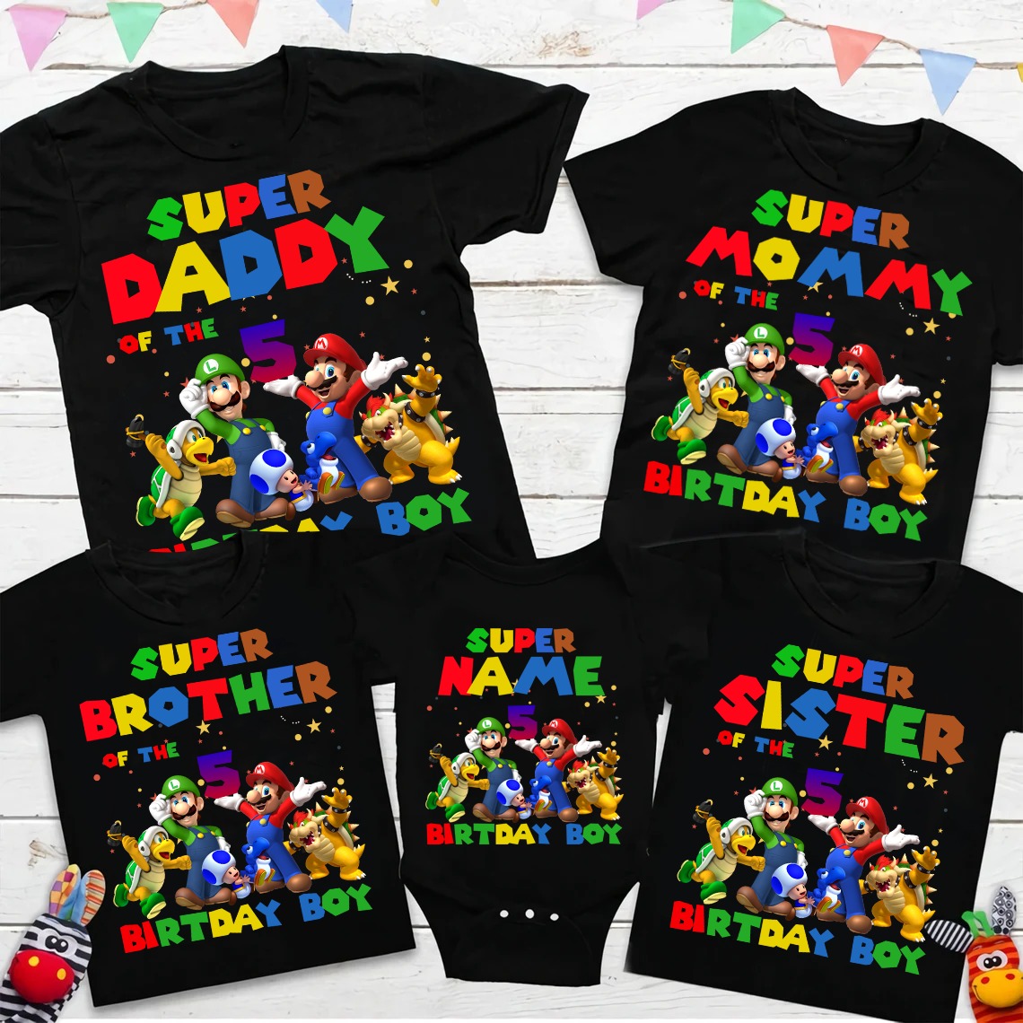 Super Mario Birthday Shirt for Boys, Super Mario Custom Shirt, Super Mario Personalized Shirt