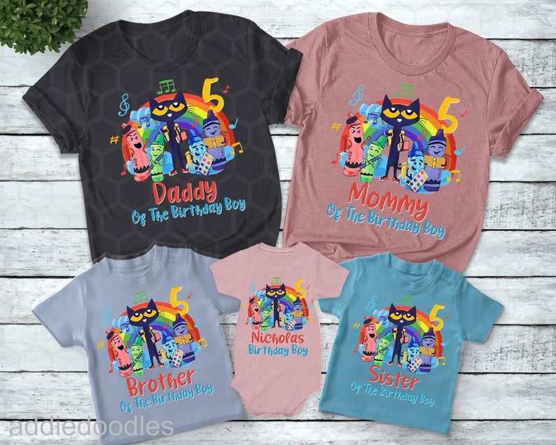 Personalized Pete The Cat Birthday Shirt, Pete The Cat Matching Family Shirt Set, Pete The Cat Shirt