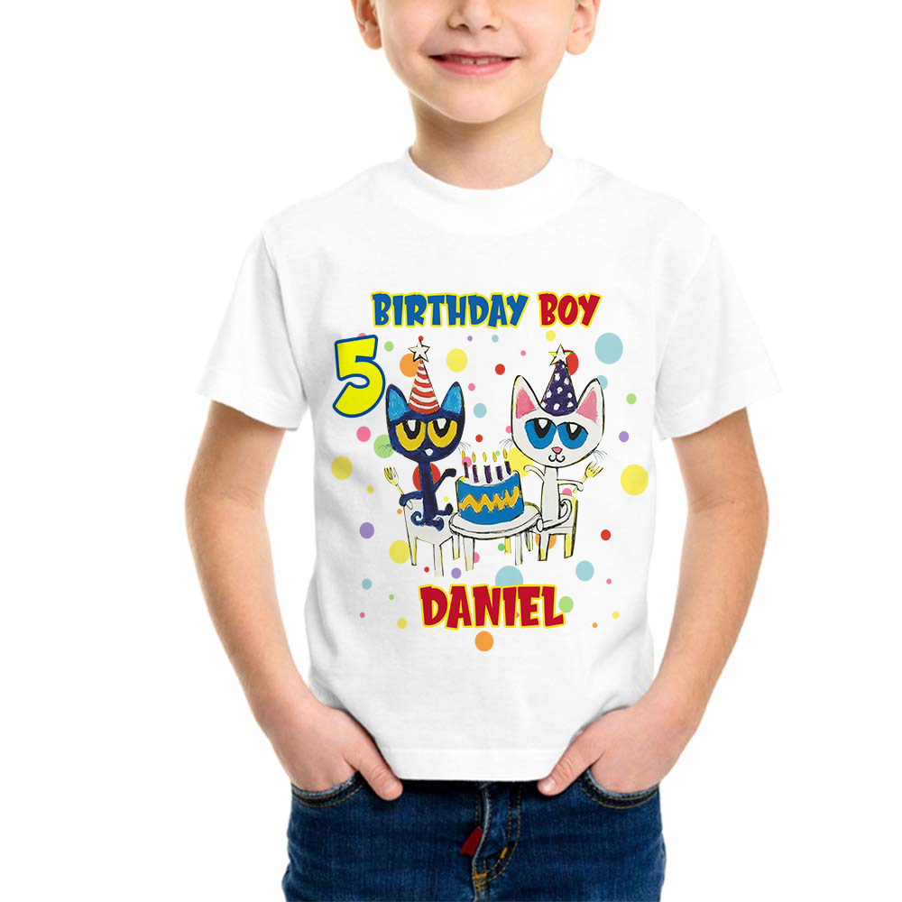 Personalized Pete The Cat Birthday Shirt, Custom Matching Family Birthday Shirt Set, Personalized Birthday Gifts