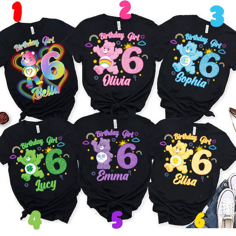 Customized Care Bears Birthday Shirt, Custom Matching Family Birthday Shirt, Personalized Birthday Gifts