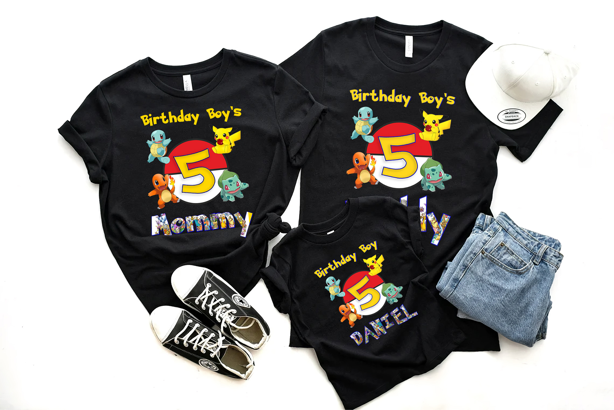 Personalized Birthday Pokemon Family Shirt, Pikachu Birthday Family Shirt