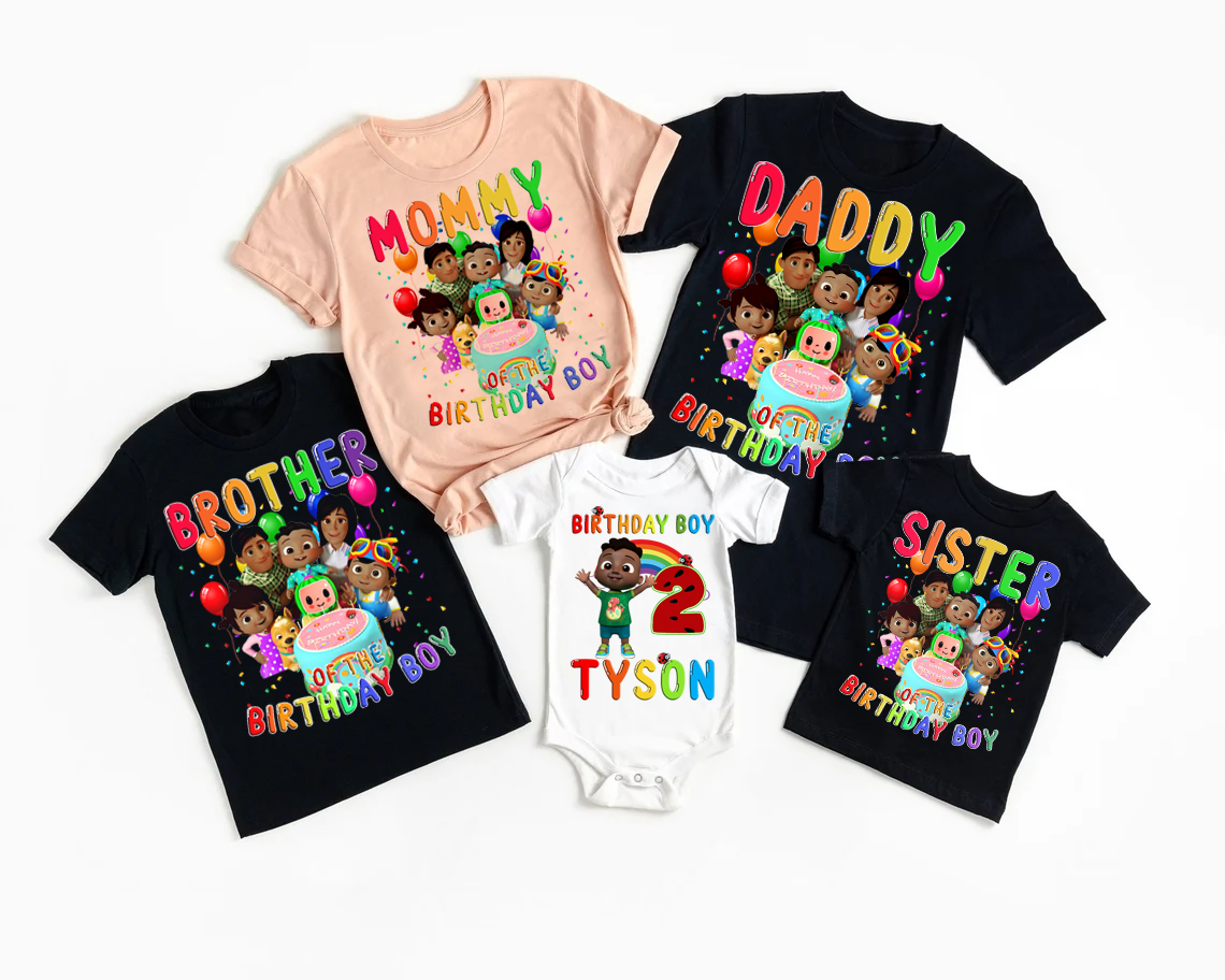 Custom African American Cocomelon Birthday Shirts, Personalized Cocomelon Family Matching Shirts, Cody Coco Melon Birthday Shirts