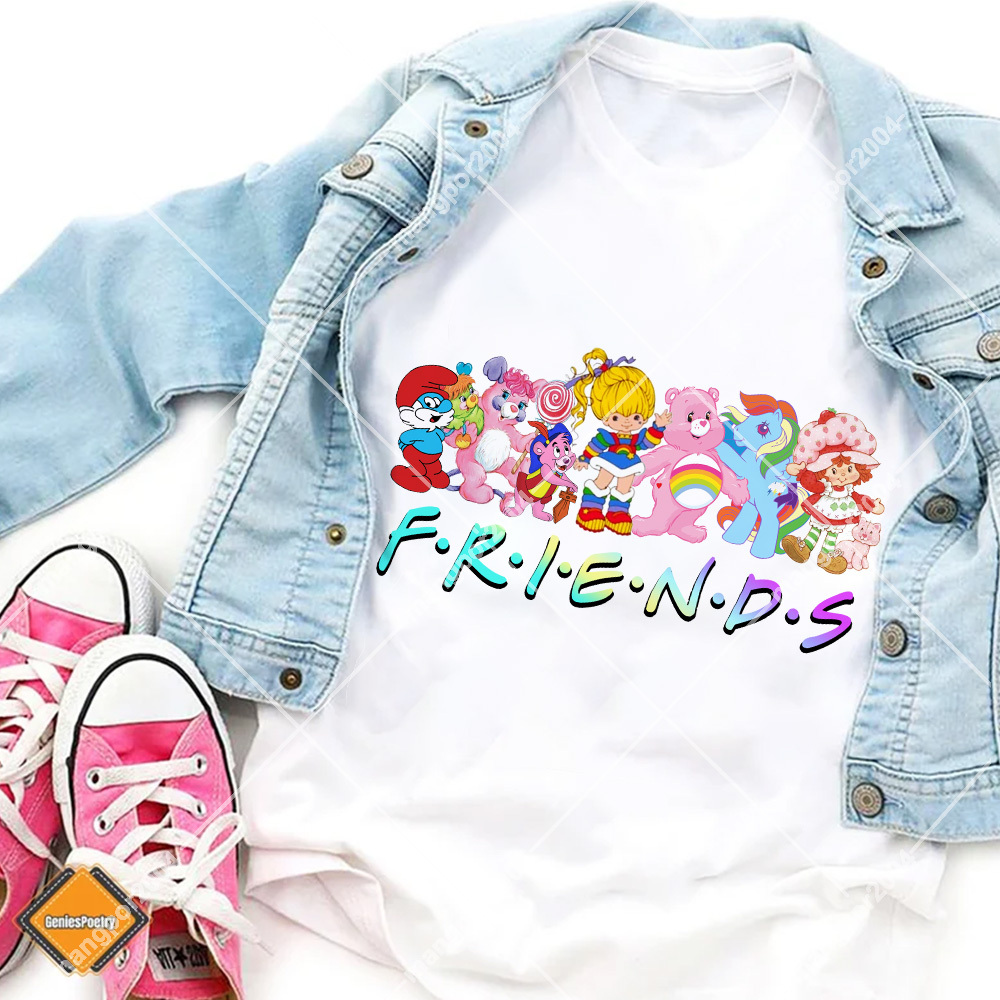 Personalized Cartoon Friends Nostalgia shirt, 80s Friends Shirt, Friends Cartoon Tee, Care Bears And Strawberry Shortcake shirt