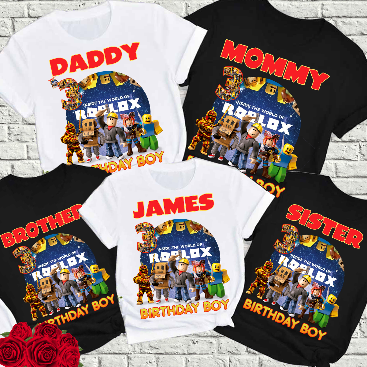 Personalized Roblox Birthday Shirt Set, Custom Matching Family Birthday Shirt, Personalized Birthday Gifts