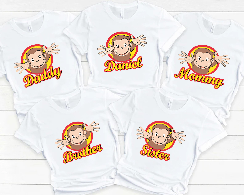 Personalized Curious George Birthday Shirt, Custom Matching Family Birthday Shirt Set, Personalized Birthday Gifts