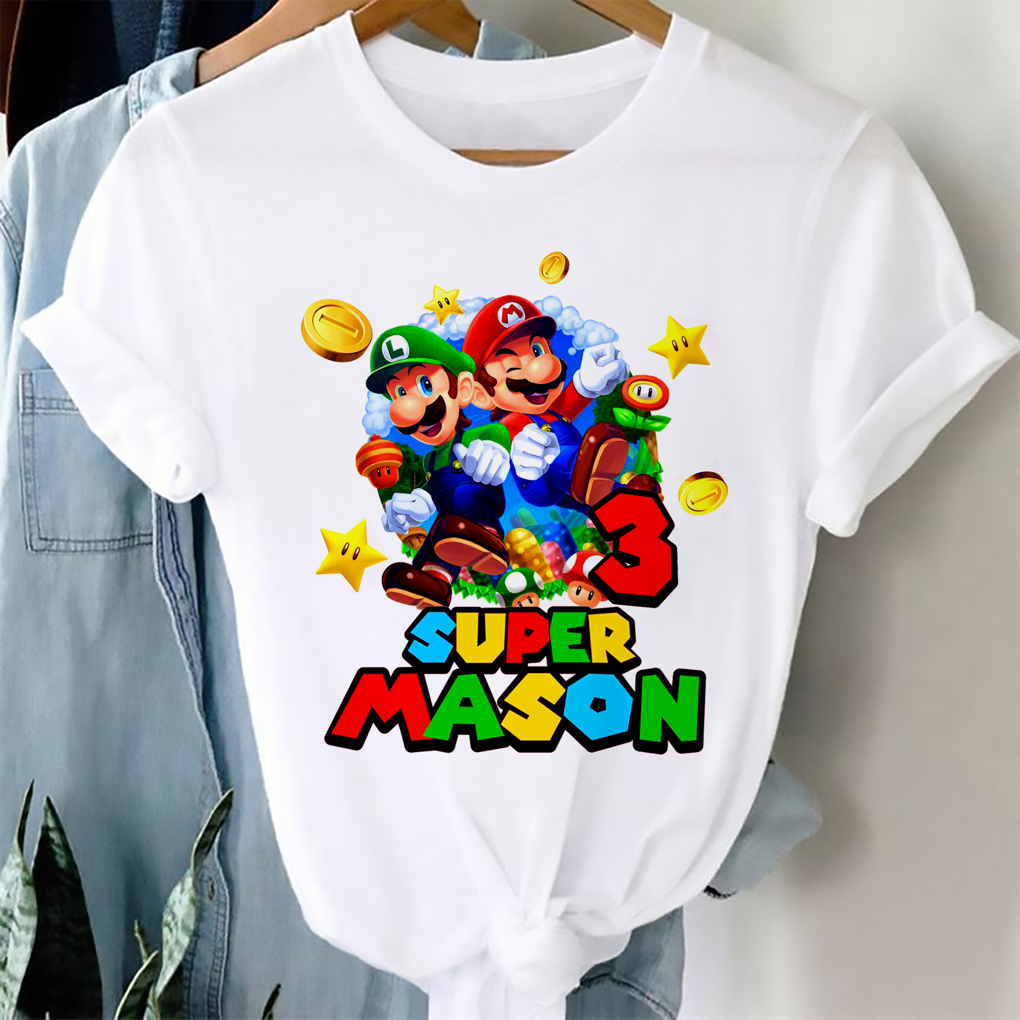 Personalized Super Mario Family Birthday Shirt, Kids Birthday Shirt ...