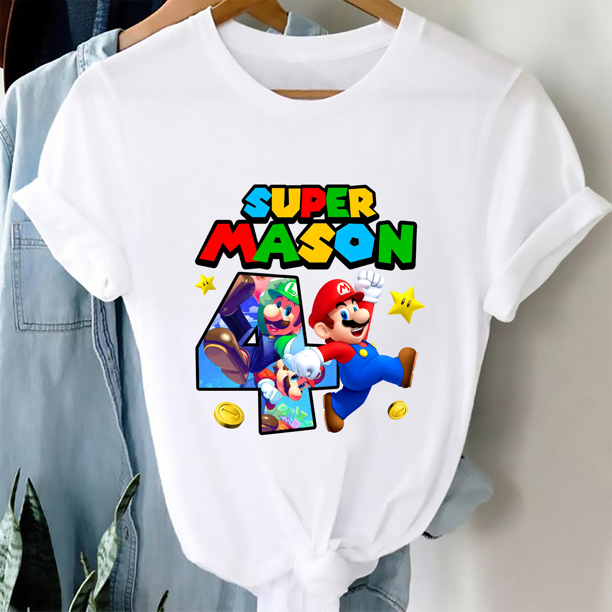 Personalized Super Mario Birthday Shirt, Mario Birthday Shirt, Family Matching Shirt