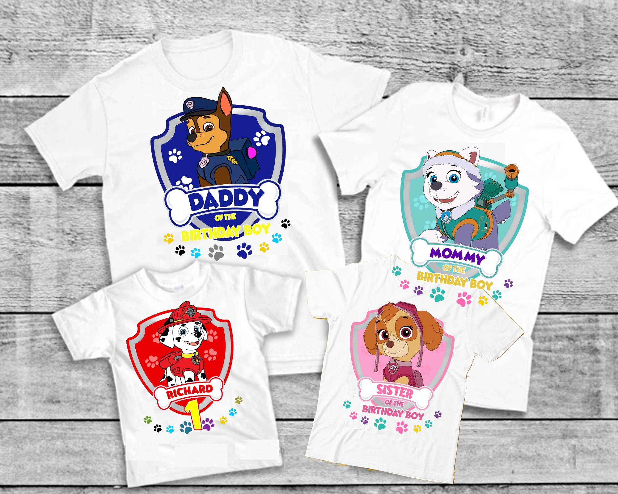 Paw Patrol Kids Birthday Shirt,  Personalised Family Matching Shirt