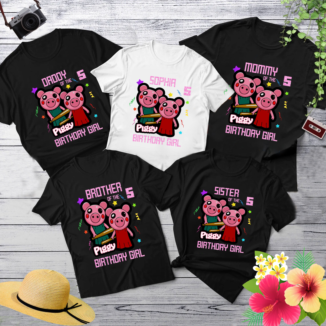 Personalized Piggy Roblox Birthday Shirt, Piggy shrit, Funny Peppa Pig Clown Cartoon Kids Toddler shirt, Birthday Gift For Son Daughter