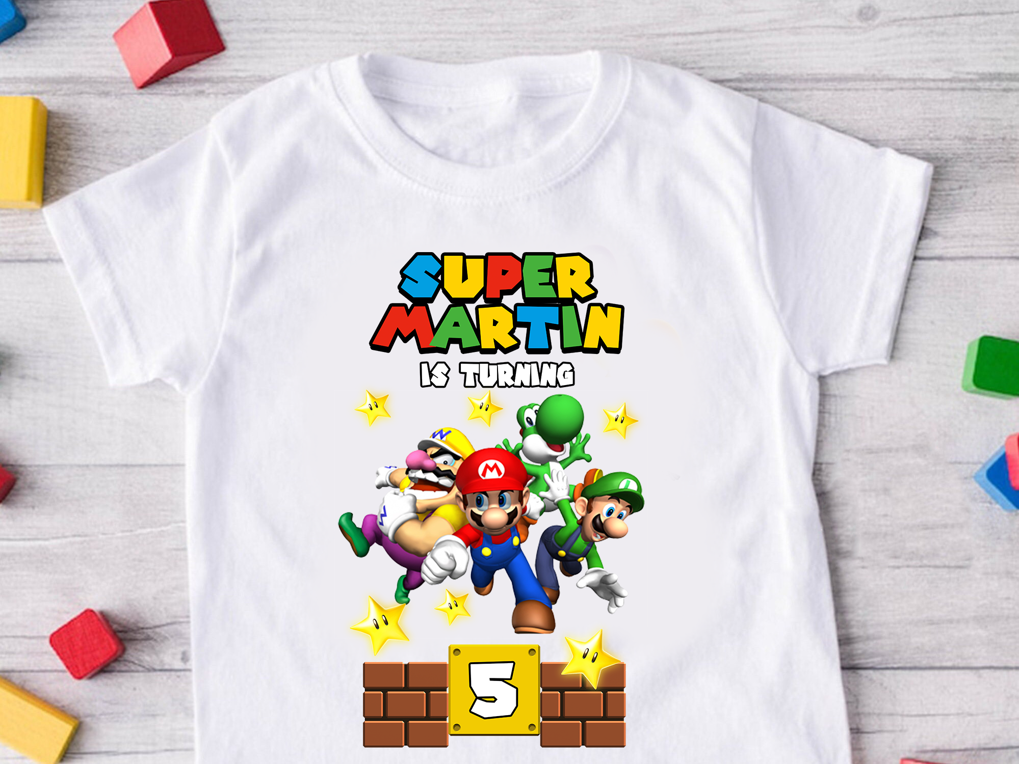 Super Mario Birthday T Shirt, Super Mario theme Party, Super mario Personalized shirt for kids, Gift Birthday Shirt