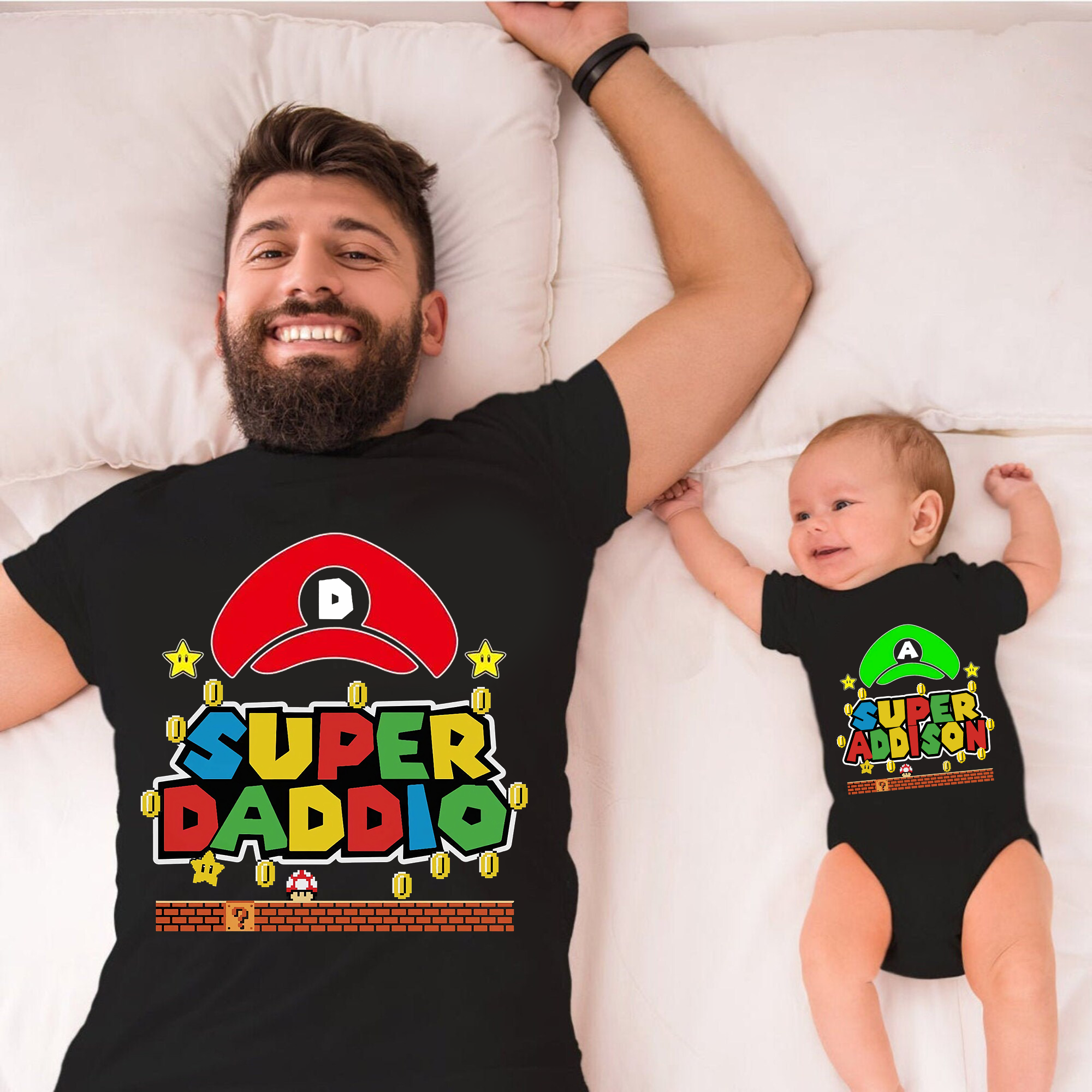 Super Mario Dad and Son Shirt, Dad and Baby Matching Shirt, Father and Son Matching Shirts