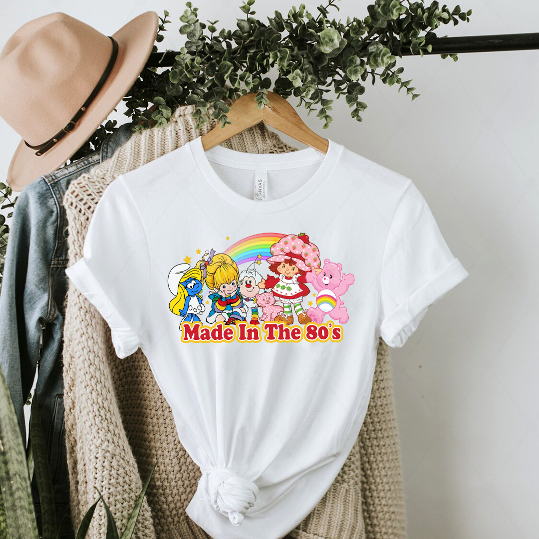 Made In The 80ss Shirt, 80ss Cartoons T-Shirt, Strawberry Shortcake, Rainbow Brite, Care Bears, Smurfs Shirt, 80ss Friends Shirt