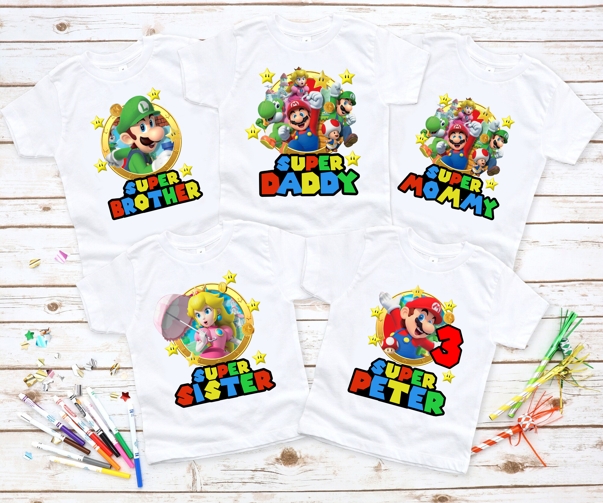 Personalized Super Mario Birthday Shirt, Super Mario Family Shirts, Kid Birthday Shirt Mario Bros