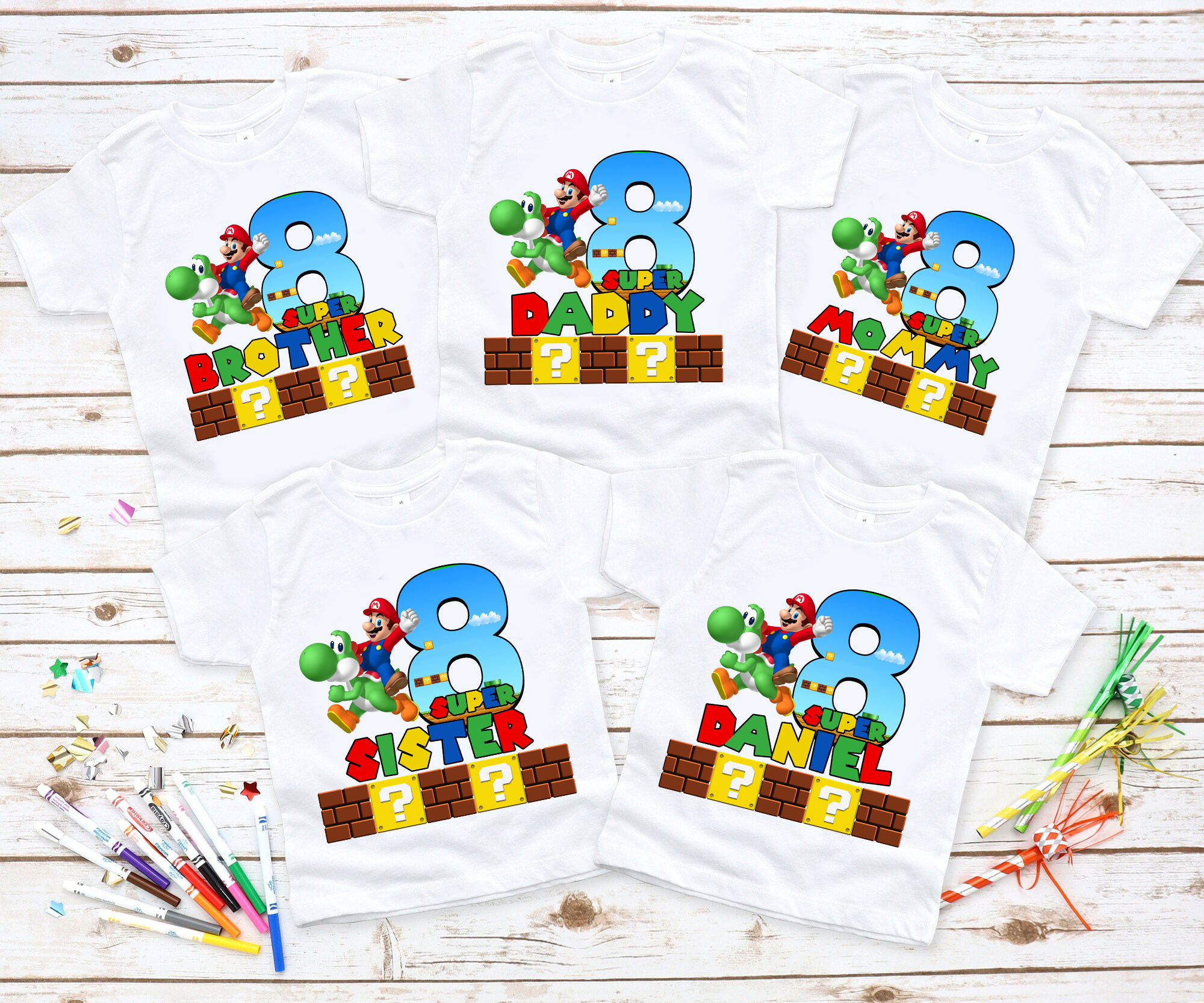 Personalized Super Mario Birthday Shirt, Super Mario Birthday Boy Shirt, Super Mario Shirt, Family Matching Shirt