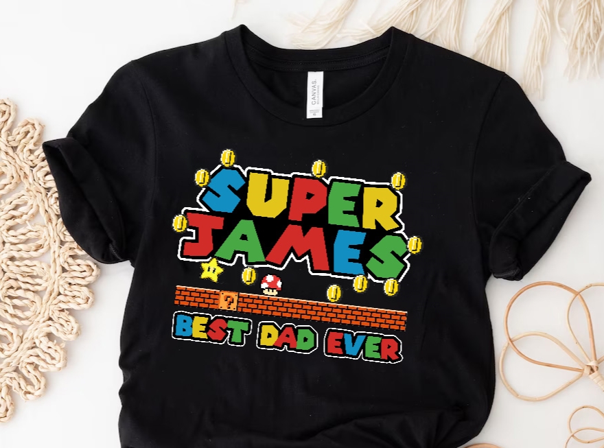Personalized Super Daddio Shirt, Best Dad Ever Shirt, Fathers Day Shirt, Dad Shirt, Fathers Day Tee, Super Mario Dad Tee