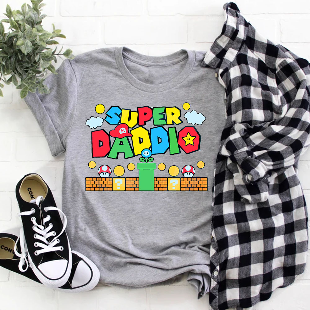 Super Daddio Funny Gaming Shirt, Father's Day Shirt, Super Mario Birthday Party, Matching Family Shirt