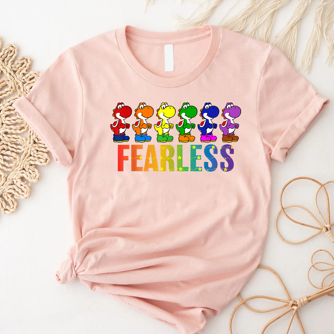 Super Mario Pride Yoshi Fearless Rainbow Line Up T-Shirt,