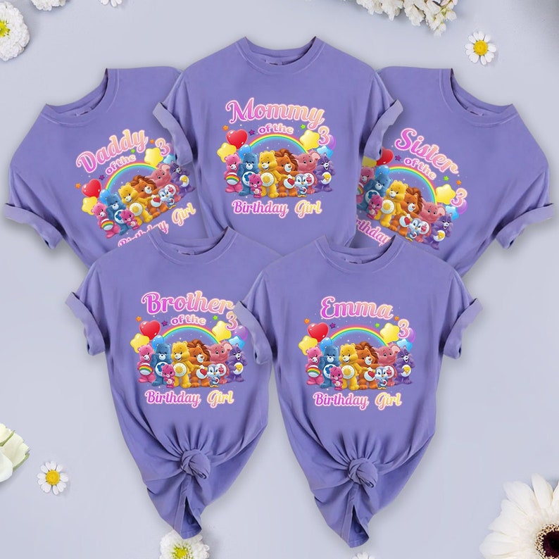 Personalized Care Bears Birthday Shirt, Bears Party Shirt for Care Groups, Care Bears Family Matching Shirt, Care Bears birthday girl shirt
