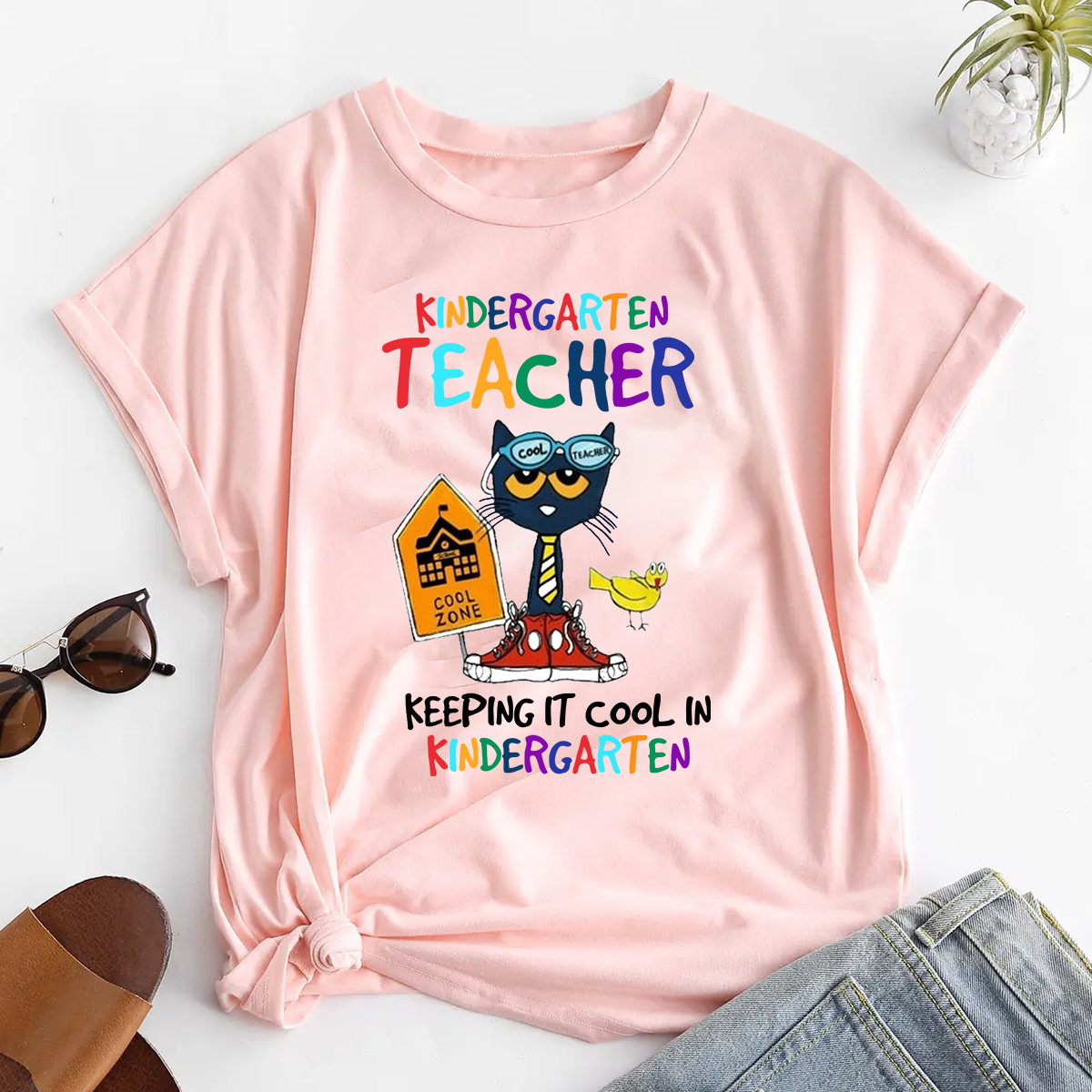 Custom Pete The Cat Kindergarten shirt, Its All Good With Ms Shirt, Teacher T-shirt, LGBT shirt, Back to School Tshirt, Kindergarten tee