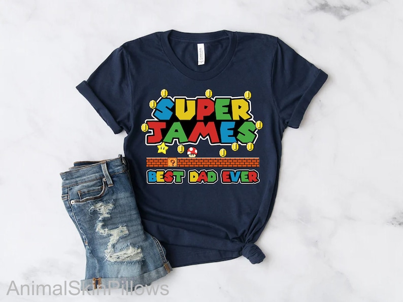 Personalized Super Daddio Shirt, Best Dad Ever Shirt, Fathers Day Shirt, Dad Shirt, Fathers Day Tee, Custom Name Super Mario Dad Tee