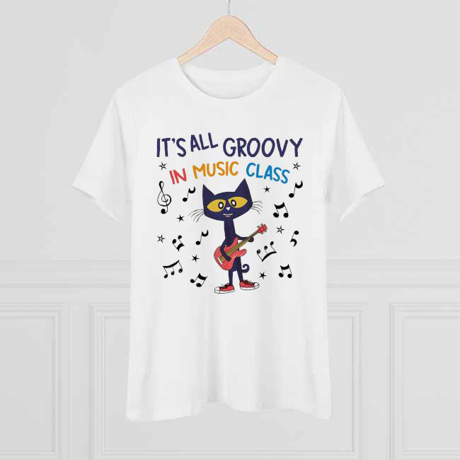 Pete the Cat playing guitar Shirt, Its all Groovy in Music Class Shirt