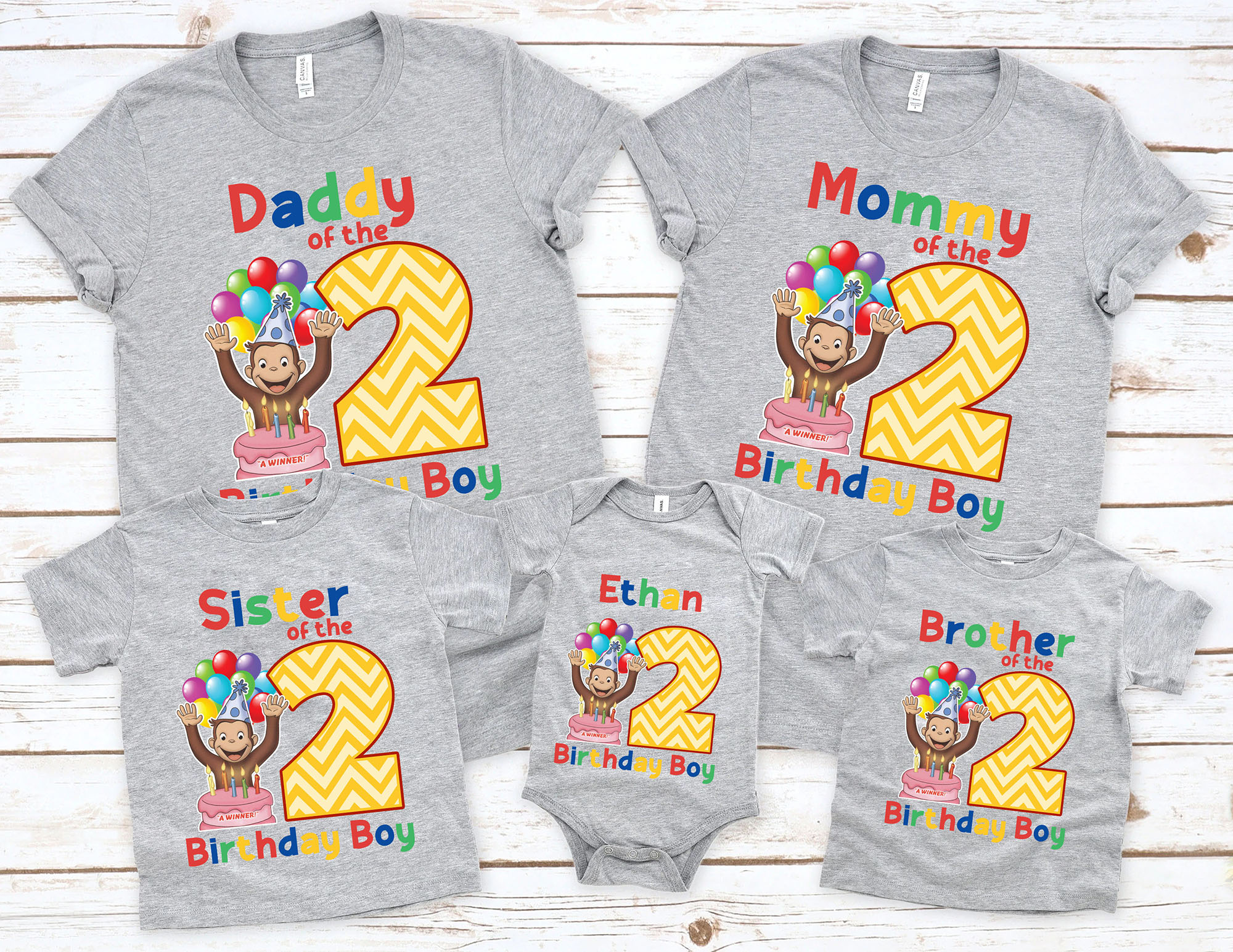 Customized Curious George Birthday Shirt, Curious George Family Shirts, Family Matching Shirt