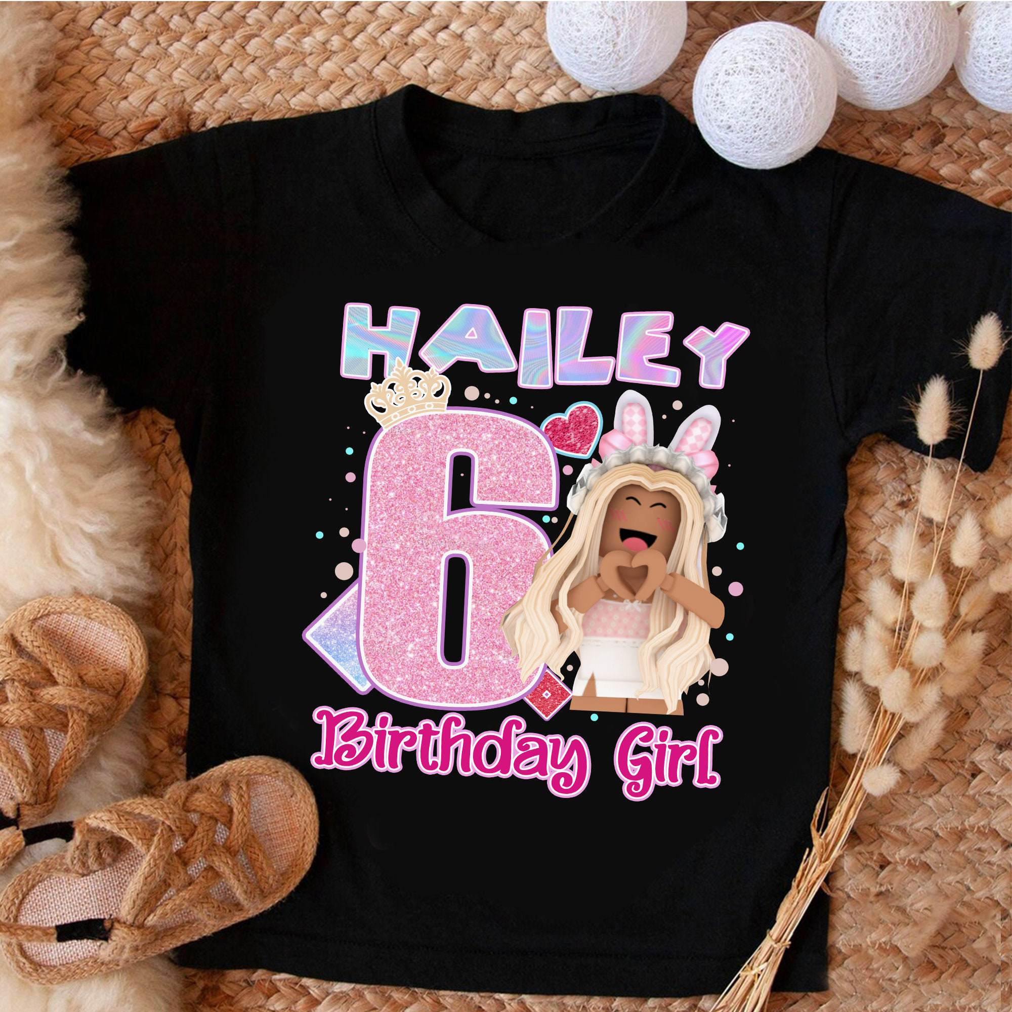 Custom Roblox Birthday Shirt, Roblox Birthday Girl Shirt, Custom Name and Age Birthday Shirt, Roblox Theme Party