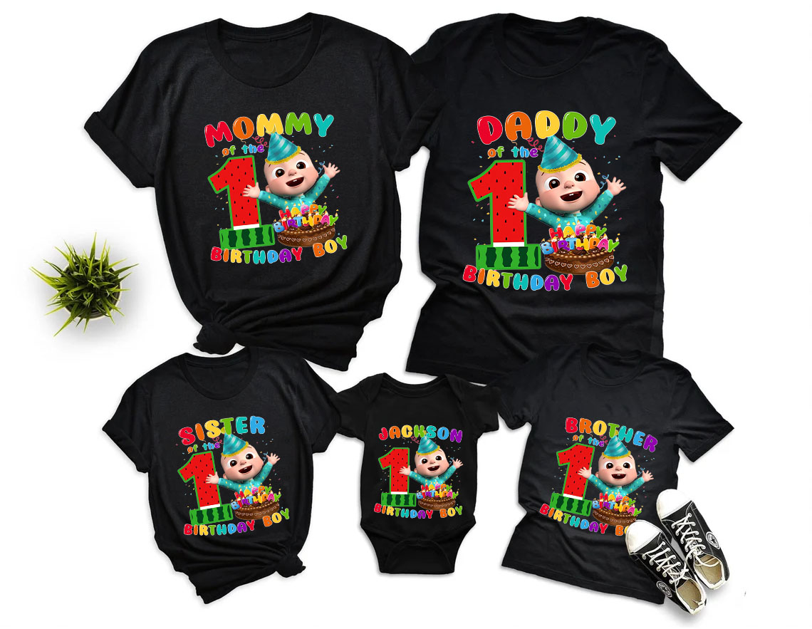 Cocomelon Birthday Merry Christmas Family Shirt, Cocomelon Birthday Family Party Shirt, Custom, Personalized Xmas Shirt, Christmas Gifts