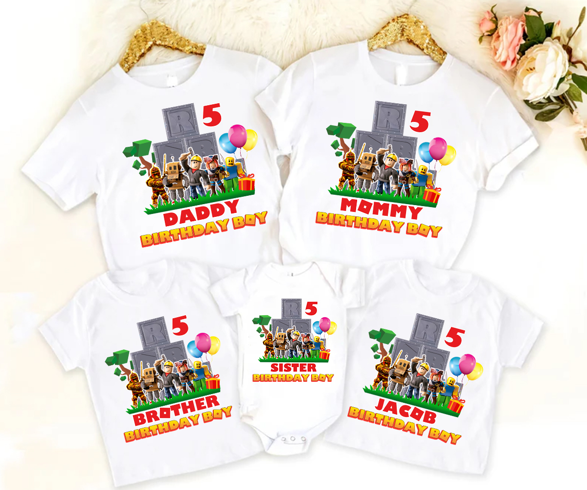 Personalized Roblox Birthday Shirt, Custom Matching Family Birthday Shirt, Personalized Birthday Gifts Matching Shirt