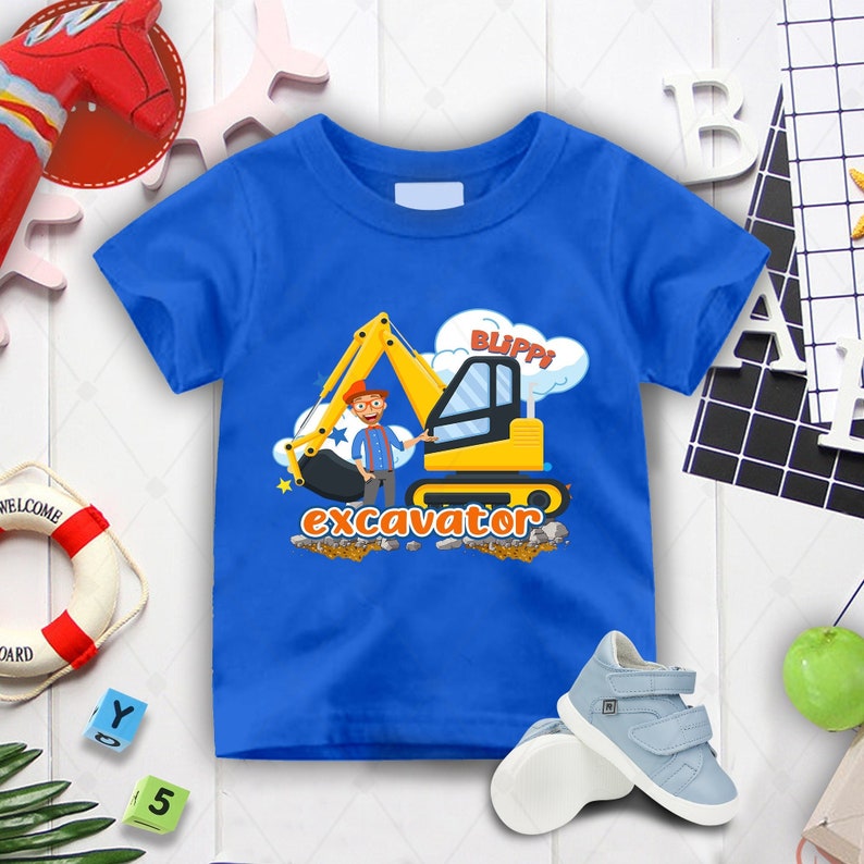 Personalized Blippi Excavator Shirt, Blippi Kids Shirt, Blippi Excavator Construction Shirt, Blippi Birthday Party