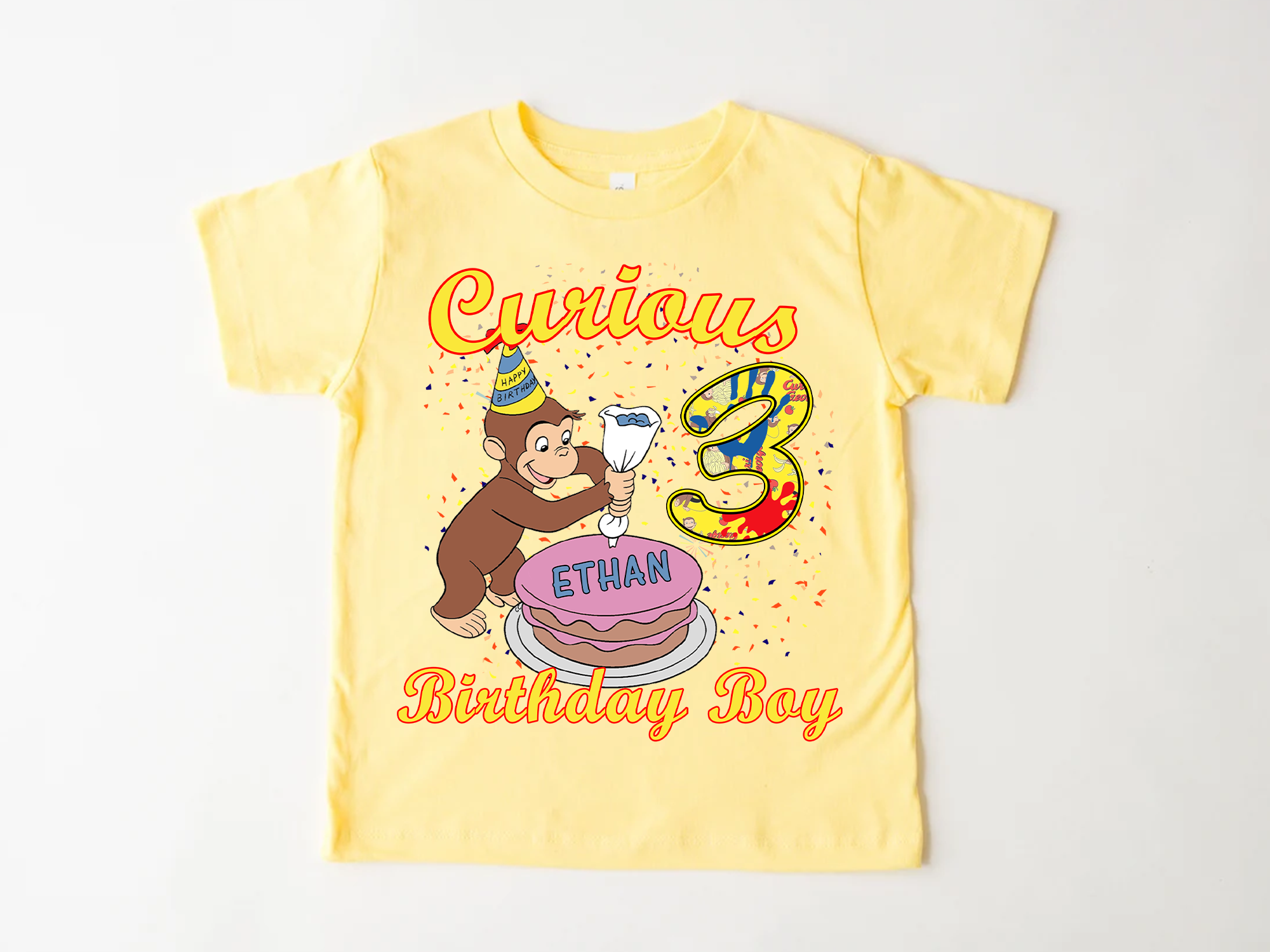 Personalized Curious George Birthday Shirt, Custom Name and Age, Customized Curious George Shirts, Monkey Curious George Shirt