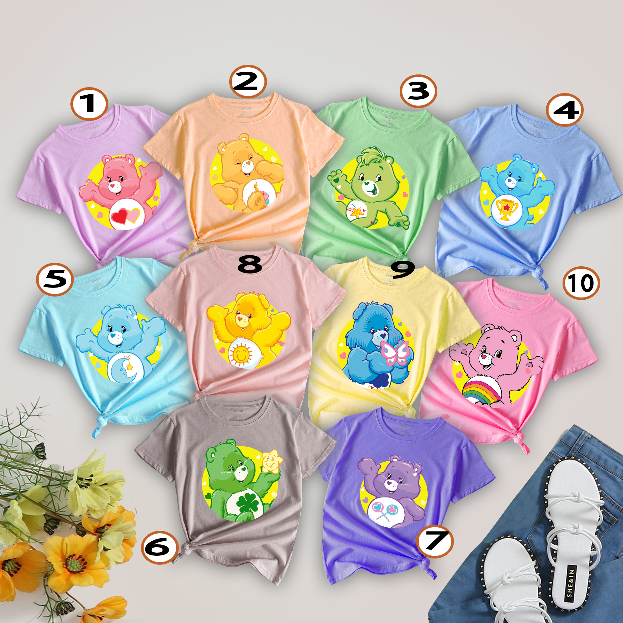 Care Bears Halloween Family Shirt, Bears Party Shirt for Friends Groups, Care Bears Cheer Bear Funshine Bear Tender Heart Bear Tee, Rainbow Bears