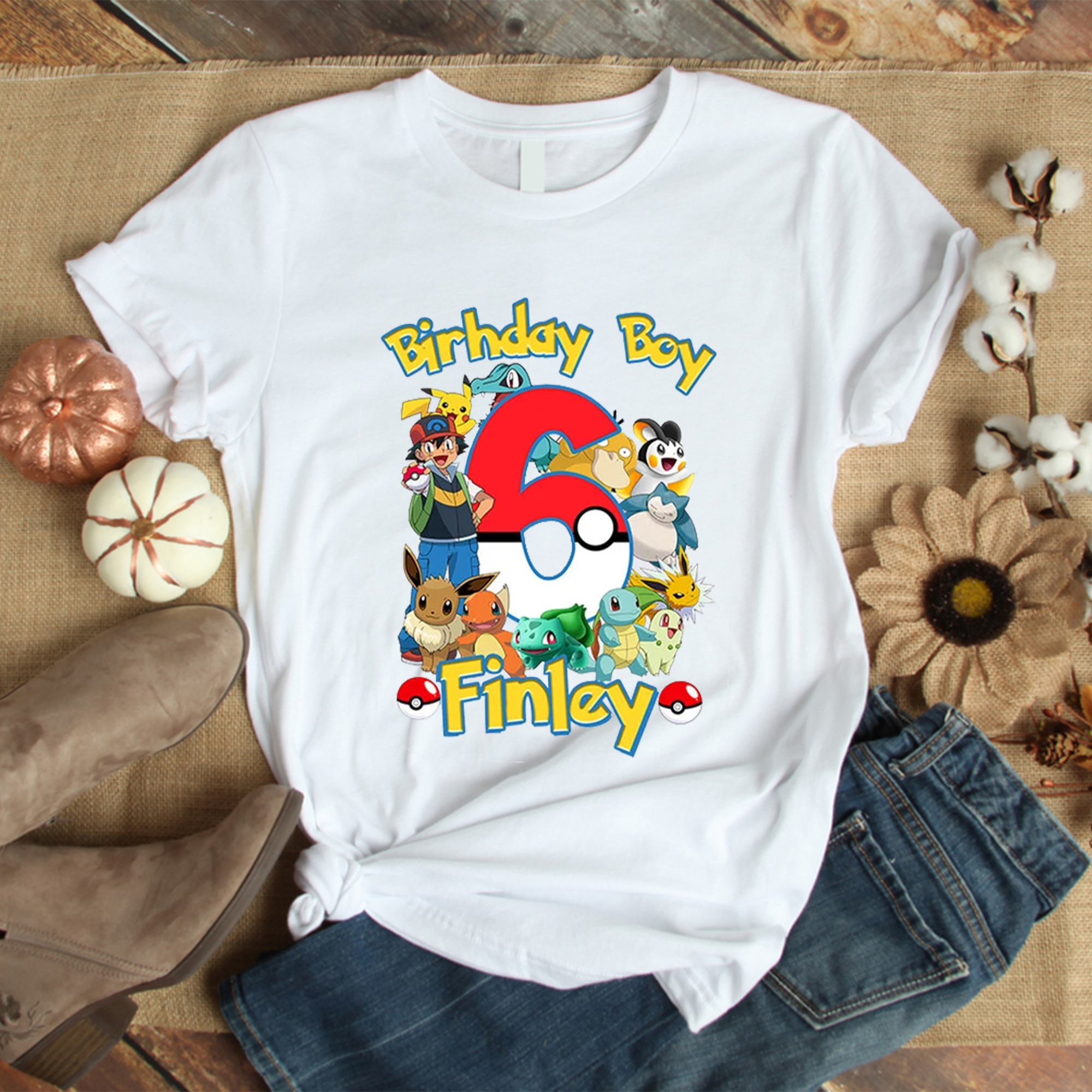 Personalized Pikachu Pokemon Birthday Shirt, Birthday Family Shirt, Birthday Party Outfit, Custom Birthday Gift, Family Squad Shirt