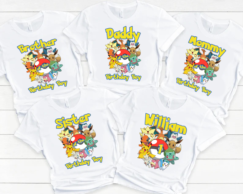 Personalized Pokemon Birthday Shirt, Funny Pikachu