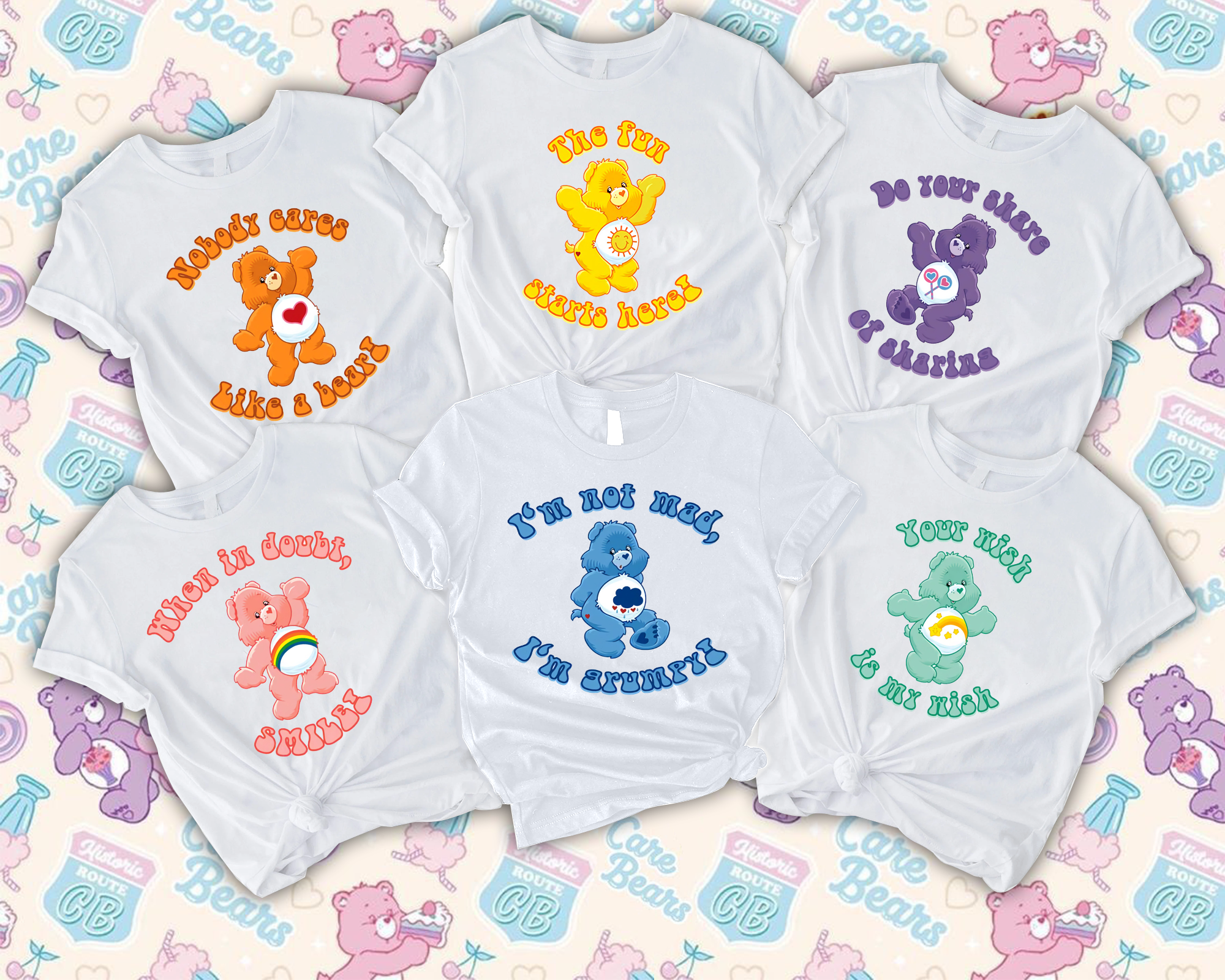 Care Bears Adult Unisex Group Costume Shirts, Halloween, Bedtime, Grumpy, Funshine, Good Luck , Love A Lot, Couples Costumes
