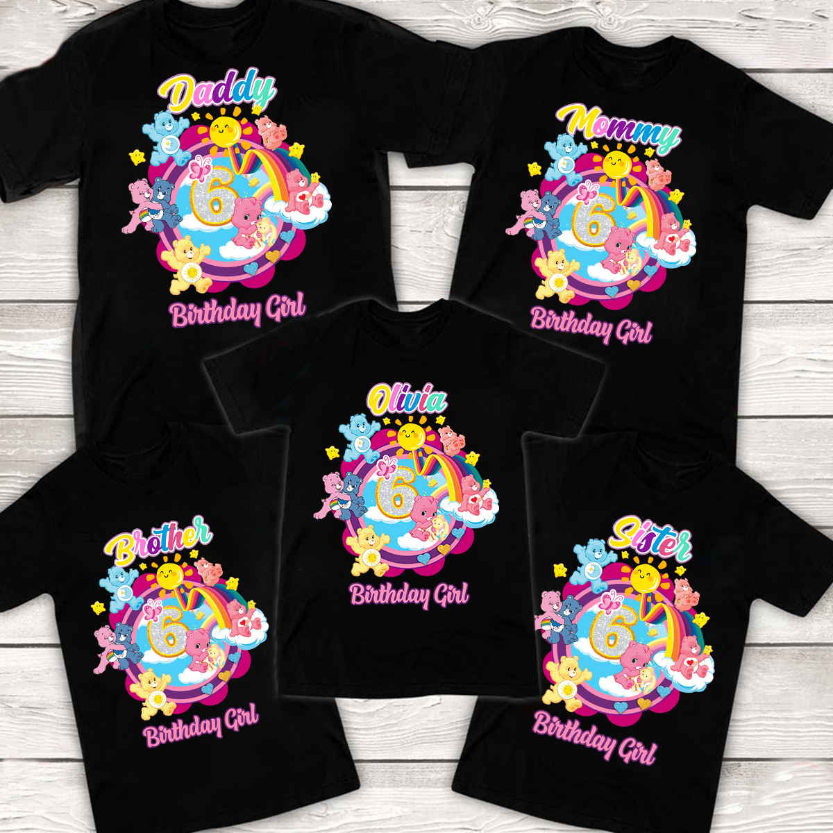 Personalized Care Bears Birthday Girl Shirt, Care Bears Tee, Care Bears Family Matching Shirt, Bears Party Shirt for Care Groups, bear lover