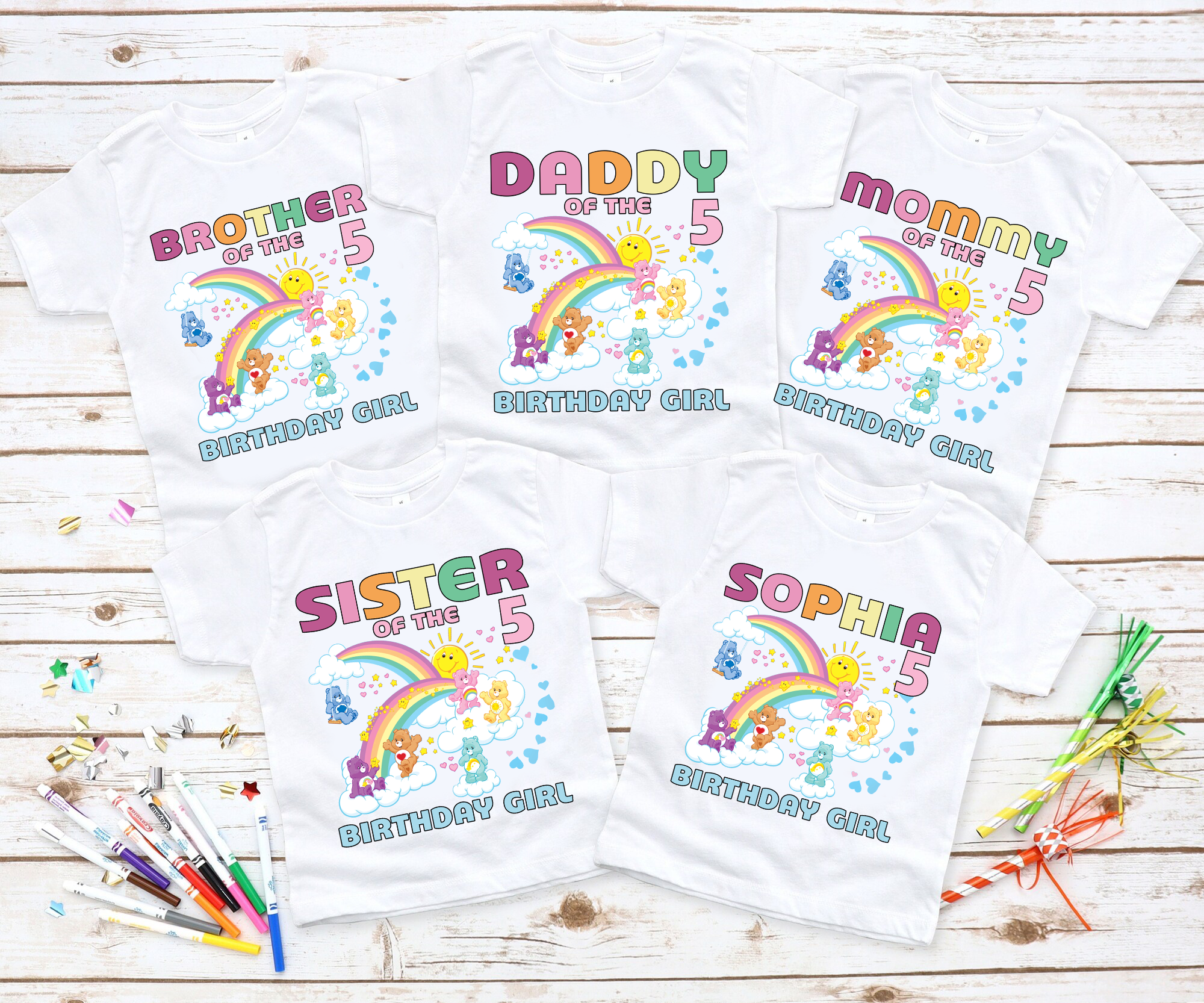 Personalized Care Bears Birthday Shirt, Care Bears Family Birthday, Party Family Matching Shirt, Birthday Shirt Set