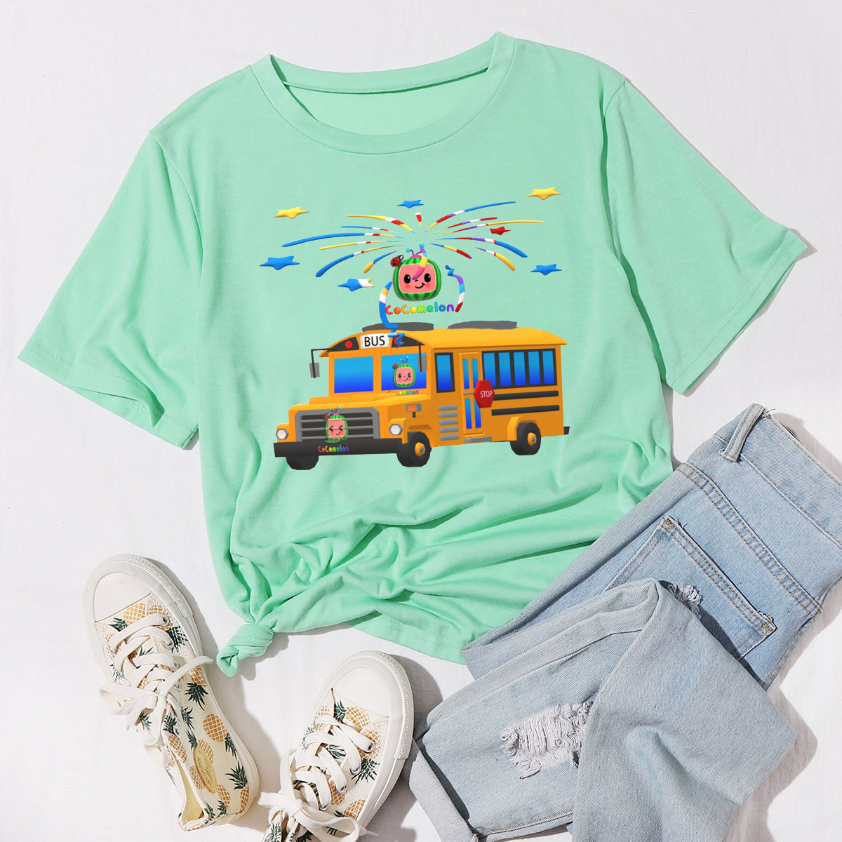 Cocomelon On The BUS shirt, go back to school shirt, School bus shirt, Watermelon school bus shirt, Cute kids shirt,First day of school tee