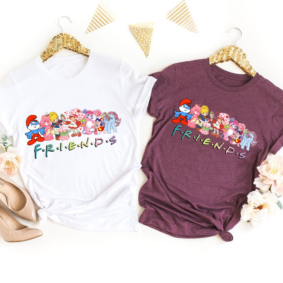 80s Cartoon Friends sweatshirt, Cartoon Friends Nostalgia Tee, Friends of the 80ss Shirt, Strawberry Shortcake And Rainbow Brite Shirt