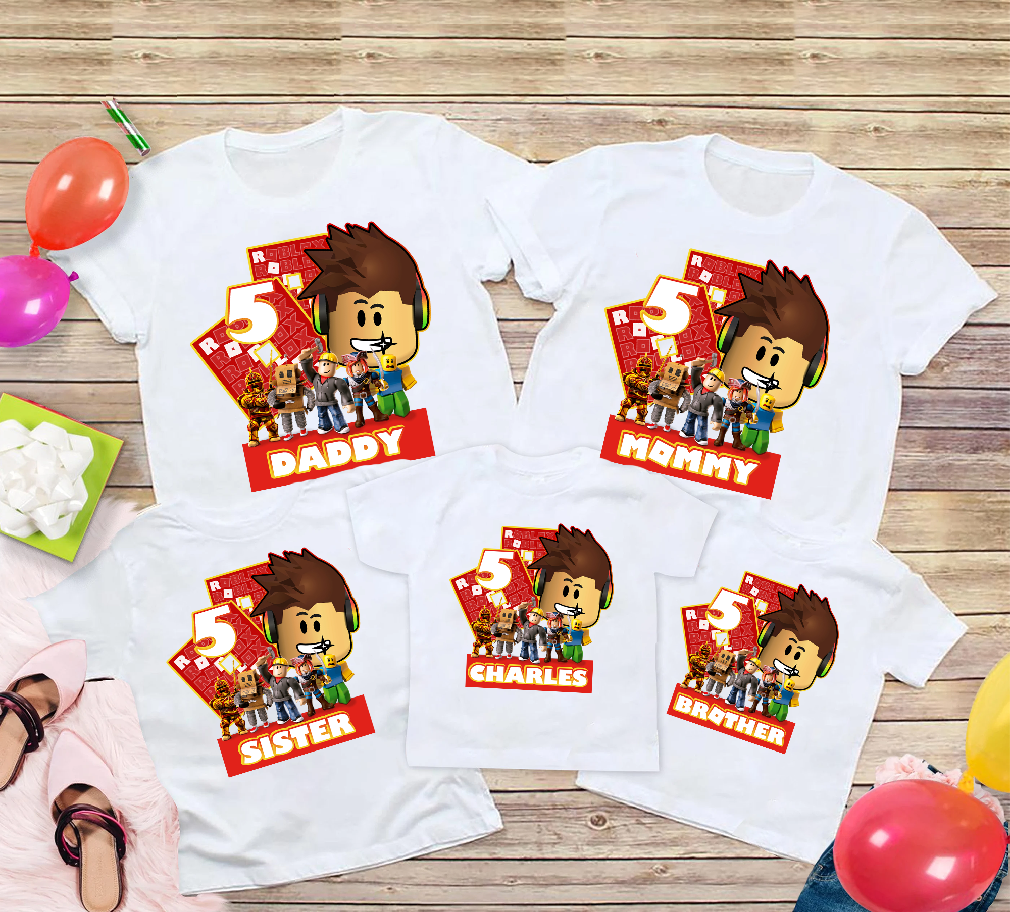 Personalized Roblox Birthday Boy Shirt, Custom Matching Family Shirt, Personalized Birthday Gifts For Family