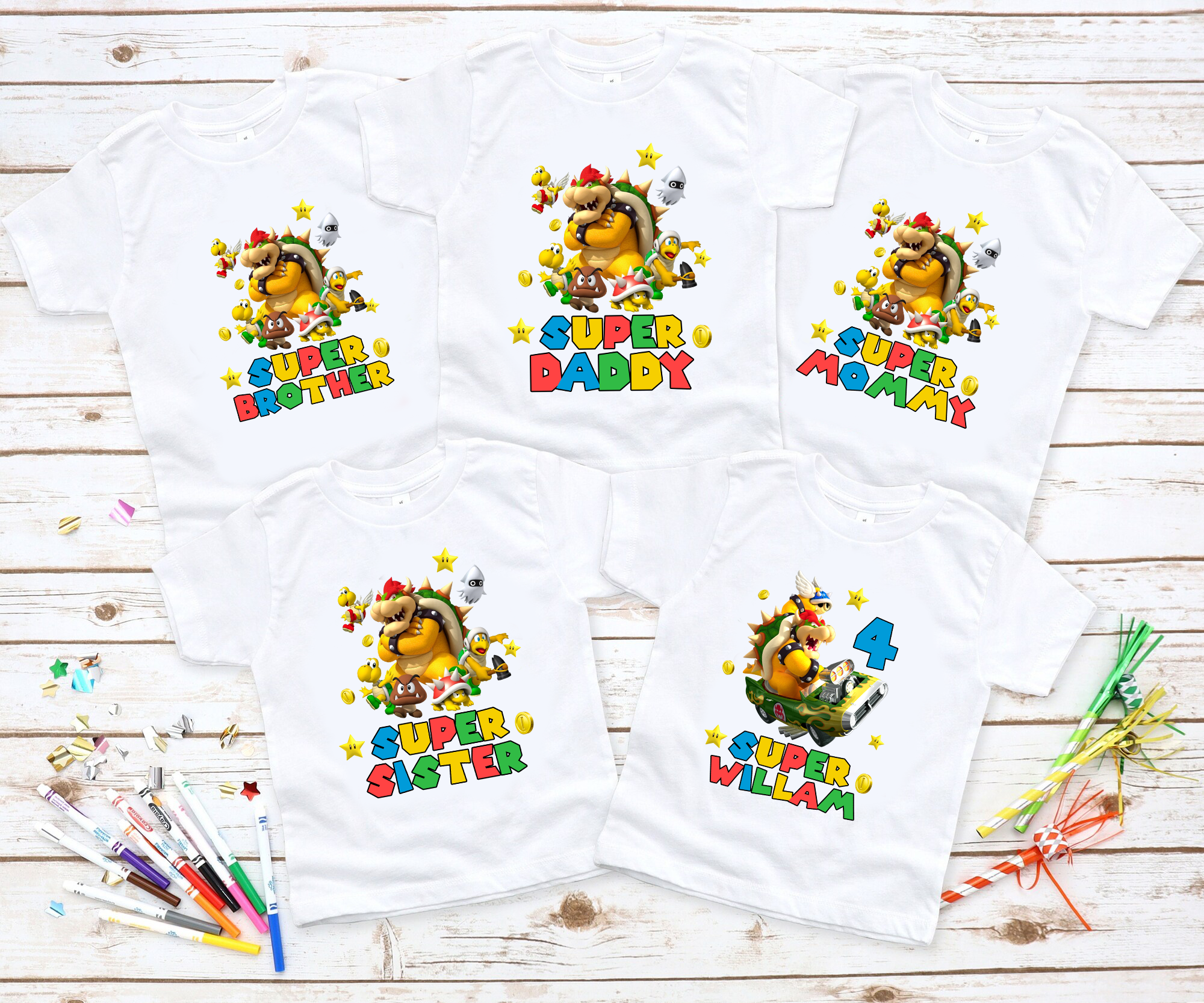 Personalized Super Mario Bowser Shirt, Party Birthday, Custom Gift Kids Family Matching Shirt