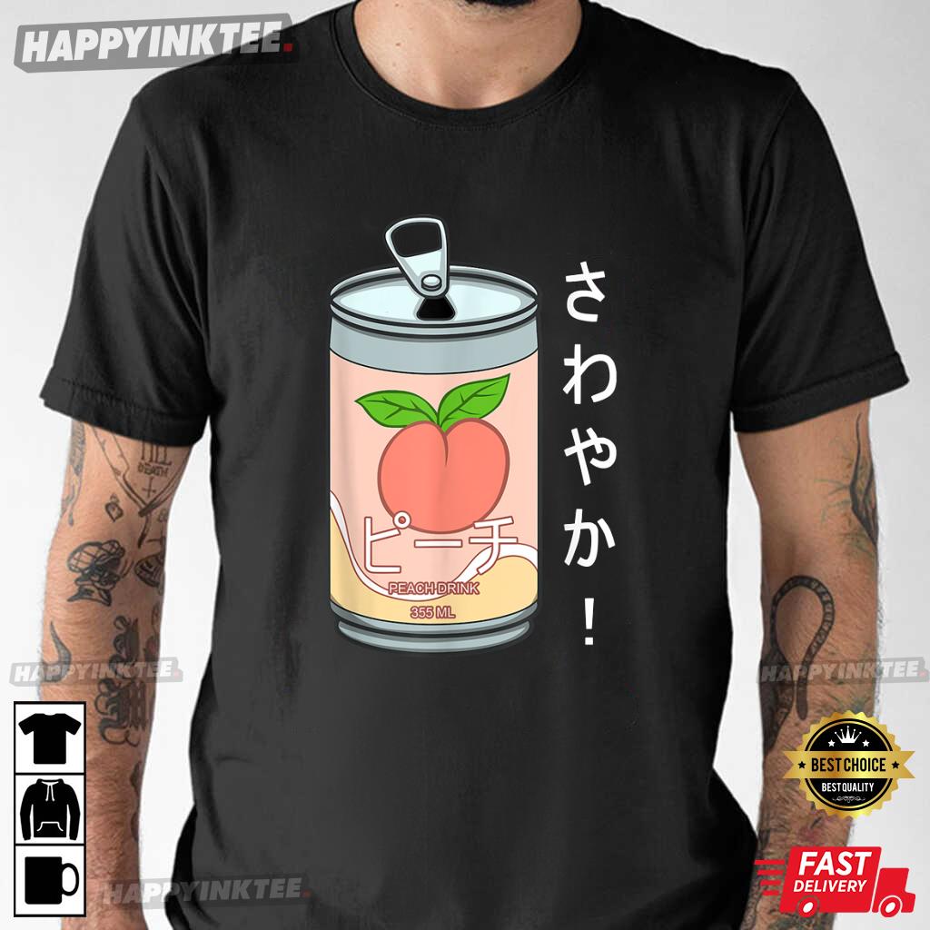 Cute Pink Peach Milk Japanese Kawaii Anime Gift T-Shirt