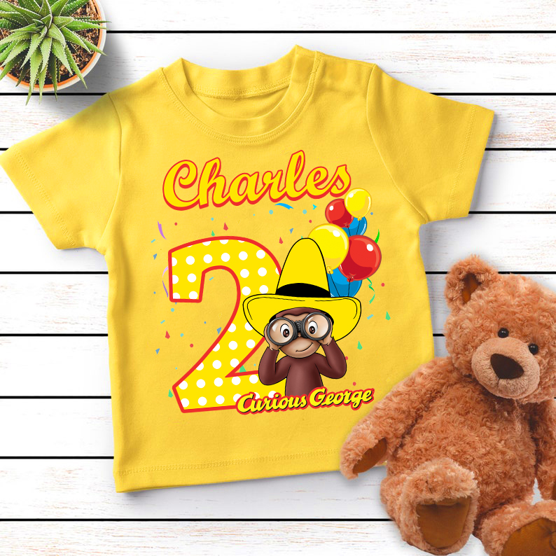 Curious George Shirt, Personalized Curious George Birthday Shirt, Curious George Party Matching Shirt, Birthday Boy Shirt Gifts