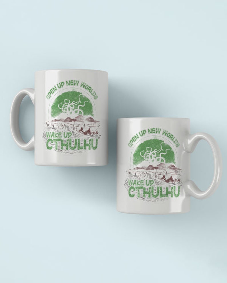 Wake Up Cthulhu Coffee Mug Wunderling | Lovecraft Mythos Science Fiction Horror Novel Old Ones Dark Art Free Shipping Worldwide