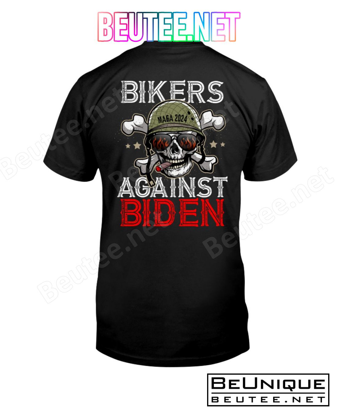 Skull Maga 2024 Bikers Against Biden Shirt