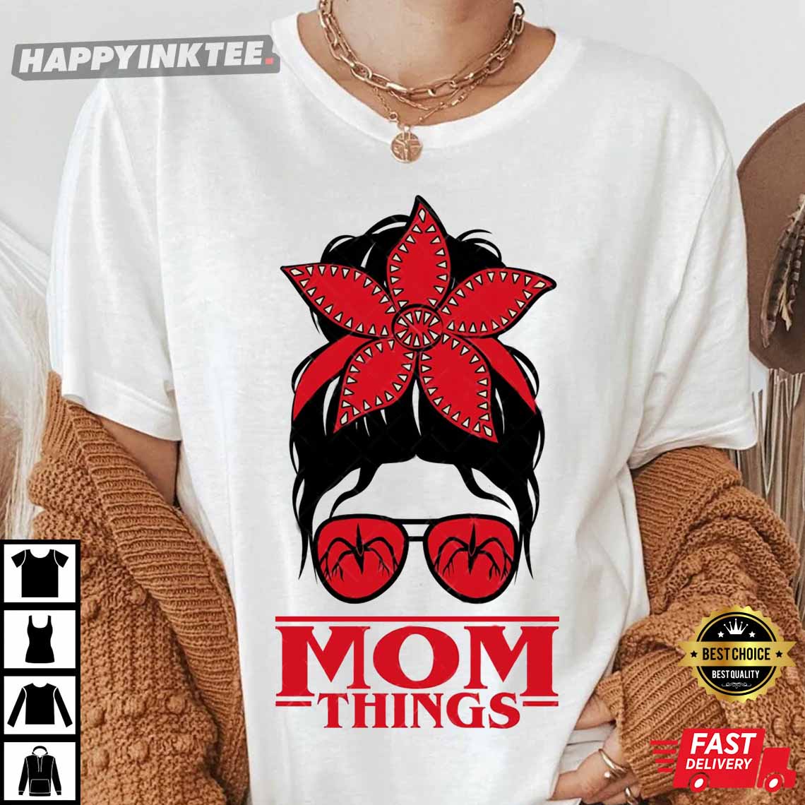 Mom Things Messy Bun Halloween T-Shirt