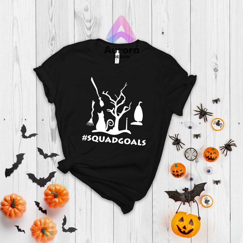 Halloween Squad Goals T-shirt, Witches Shirt, Happy Halloween Tees, Spooky Vibes Shirt, Cat Shirt, Broomstick Shirt, Halloween Crew Shirt