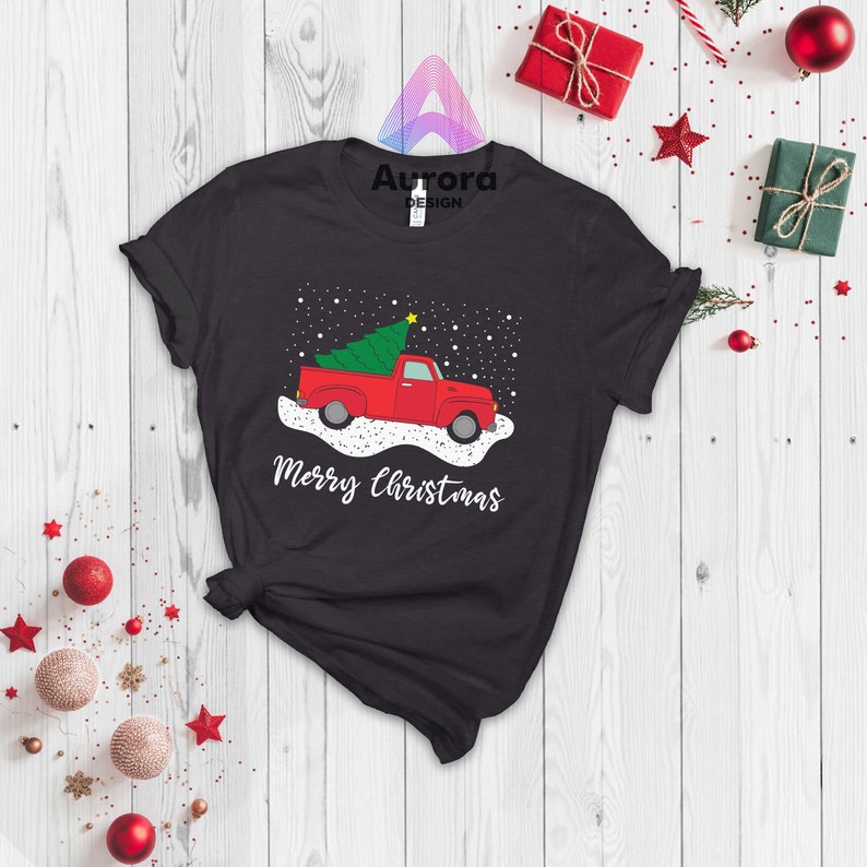 Merry Christmas T-shirt, Dollar Tree Shirt, Cute Christmas Tee, Vintage Truck Xmas Shirt, Vintage Graphic Tee, Unisex Celebration Shirts