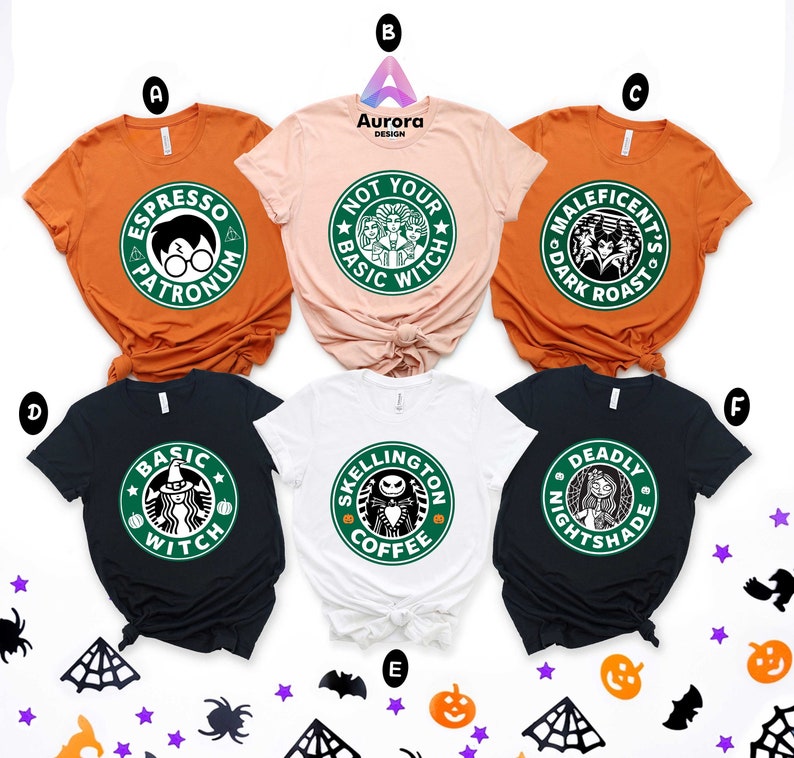 Halloween Group T-shirts, Coffee Shirt, Witch Shirt, Skeleton Shirt, Funny Halloween Shirt, Crew Shirts, Disney Characters Shirt, Custom Tee